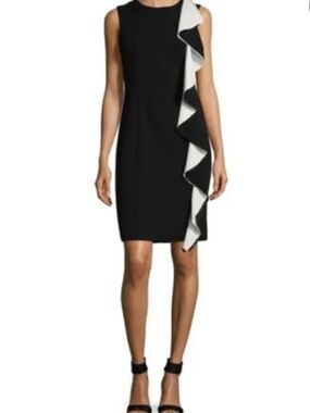 Karl Lagerfeld Black Mini Dress with White Ruffle Trim
